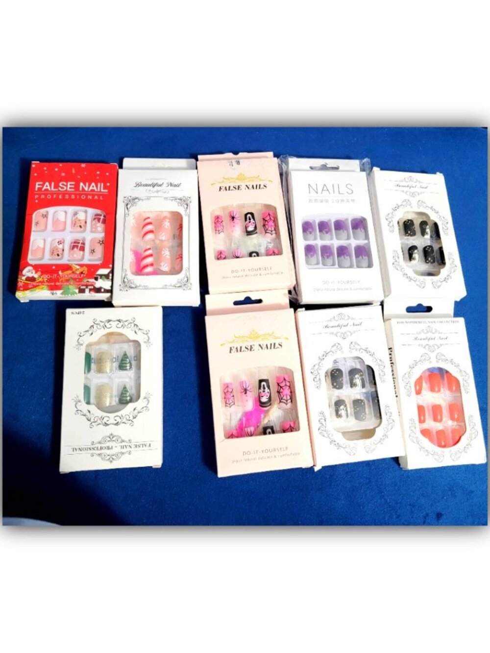 9 Packages of False Fake Nails Holiday Fingernails Halloween Christmas